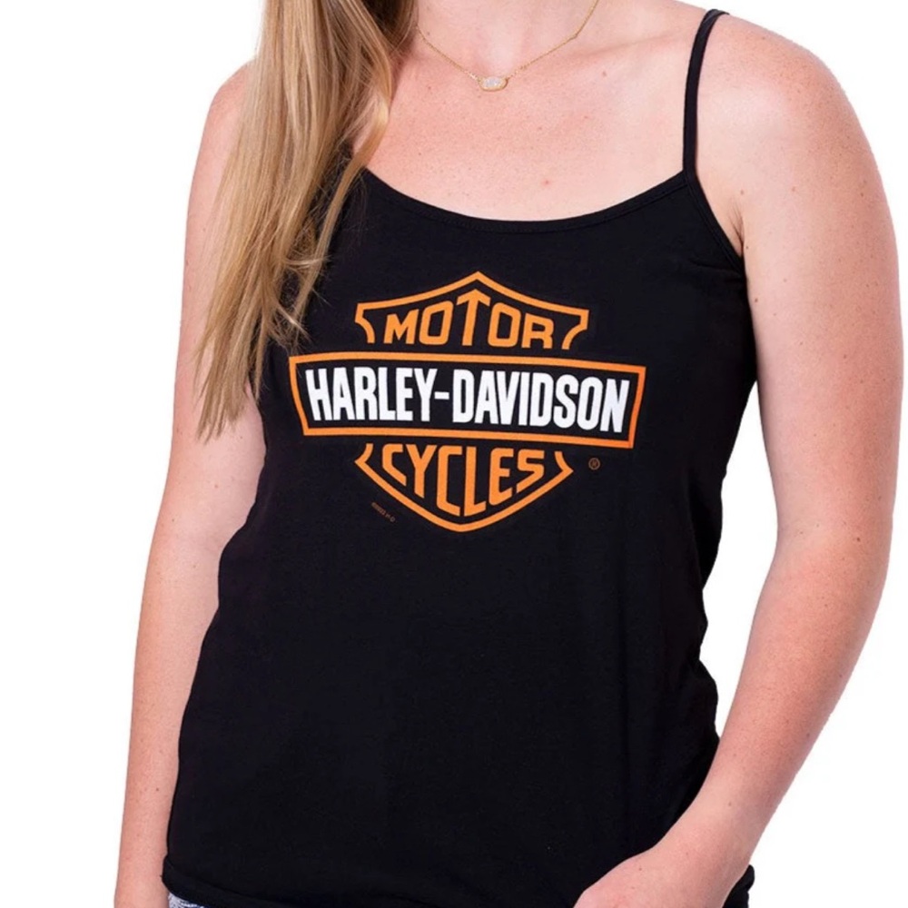 Harley-Davidson‎ Women's Black and Orange Camisole tank top size XL 95% cotton